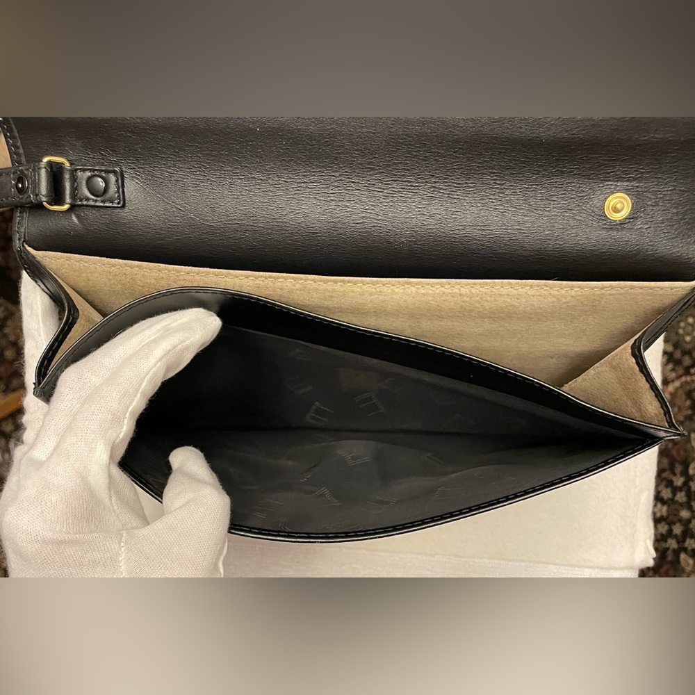 Dunhill Authentic Vintage Black Lockable Leather Clutch/Wristlet w/ Gold Accents - Picture 10 of 16